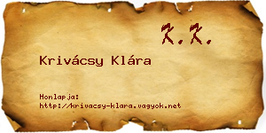 Krivácsy Klára névjegykártya